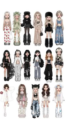 an image of many dolls in different poses