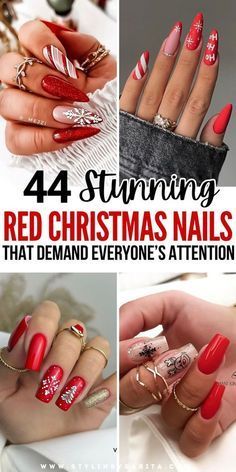 Best Christmas Nails, Christmas Nails Ideas, Santa Nails, Festive Nail Designs, Festive Manicure, Acrylic Nail Polish, December Nails, Christmas Manicure