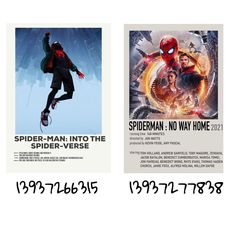 the spider - man movie poster is shown in three different sizes, including one for each character