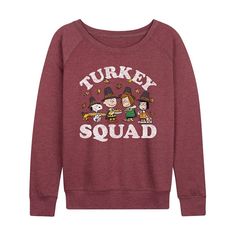 She will love showing off her style with this Women's Peanuts Turkey Squad French Terry Long Sleeve Tee.FEATURES Long sleeves ScoopneckFABRIC & CARE Cotton/Polyester, French Terry Machine wash Imported Size: Medium. Color: Heather Dark Red. Gender: female. Age Group: adult. Gildan Sweatshirts, How To Show Love, Tee Shop, Her Style, Dark Red, Womens Clothing Tops, French Terry, Gender Female, Fitness Fashion