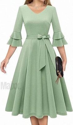 Chiffon Blouses Designs, Deep V Neck Dress, New Blouse Designs, Pattern Dress Women, Elegant Dresses Classy, Dressy Dresses