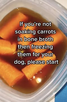 Frozen Carrot Dog Treats Frozen Carrot Dog Treats, Carrots In Bone Broth For Dogs, Bone Broth Carrots For Dogs, Carrot Bone Broth Dog Treat, Cold Dog Treats Homemade, Dehydrated Pet Treats, Beef Broth Dog Treats, Dog Bone Broth Recipe, Homemade Pet Treats Dog Food Recipes