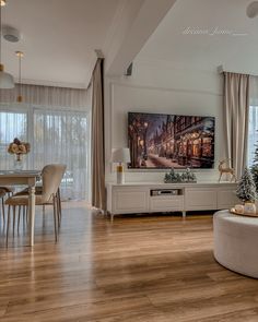 a living room filled with furniture and a flat screen tv