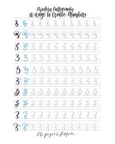 the cursive handwriting worksheet with numbers