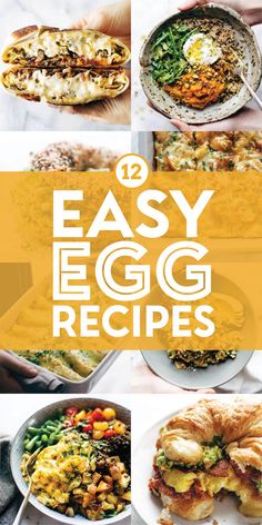 the cover of an easy egg recipe book, with images of eggs and other food