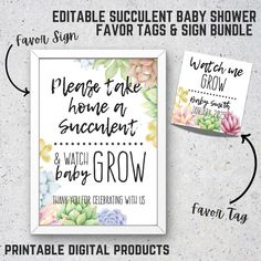 the printable baby shower sign is shown with instructions to make it look like they are having