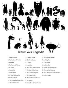 the silhouettes of people and animals are shown in this black and white poster, which reads know your crypt