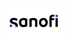 the sanofi logo is shown in black and purple letters on a white background