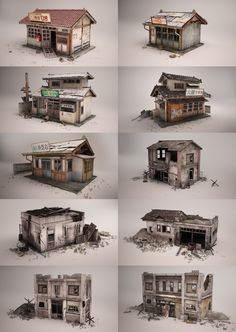 multiple images of an old abandoned building