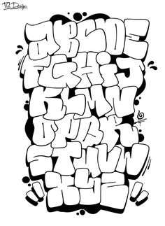 graffiti alphabets with black and white ink