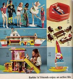 an advertisement for barbie's friends enjoy an active life