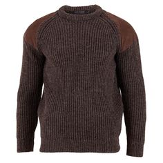 Chunky British Wool Hardy Ribbed Shooting Jumper - Brown Commando Sweater, Brown Brogues, Chunky Knit Jumper, Knit Structure, Grey Tweed, Wool Jumper, Elbow Patches, Knitwear Design, Knit Jumper