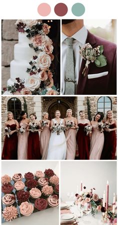 a collage of different wedding photos with flowers