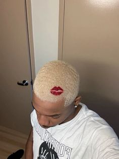 Simple Buzzcut Design, Buzzcut Colored Hair Men, Mens Hair Ideas, Bleached Buzz Designs, Men With Colored Hair, Bleached Buzz Cut Men Design, Bleach Blonde Hair Men, Bleached Buzz Cut Men, Black Men Blonde Hair