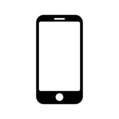 a black and white image of a cell phone with a blank screen on the front