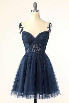 Navy Blue Dress Mini Dress, Short Dresses Navy Blue, Navy Blue Grad Dresses Short, Short Grade 8 Grad Dresses, Grade 12 Grad Dresses, 8th Grade Formal Dresses Short, Prom Dress Inspo Short, Short Masquerade Dress, Grade 8 Grad Dresses Short