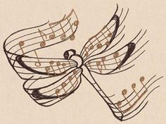 a drawing of musical notes in the shape of a bow