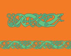 an orange and green background with the word love in celtic style on top of it