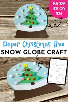 paper christmas tree snow globe craft with free printable instructions for kids to make it