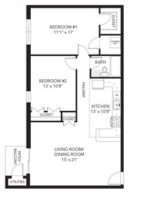 the floor plan for a two bedroom apartment