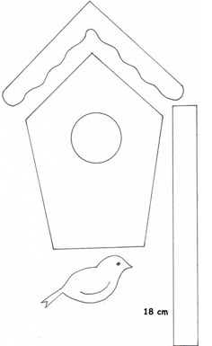 a bird is sitting in front of a birdhouse with the top half cut out