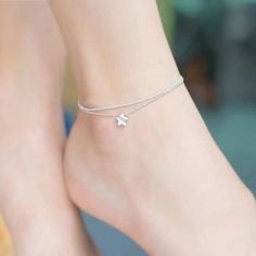 Anklet Designs Silver, Silver Anklets Designs, Star Anklet, Anklet Designs, Foot Bracelet, Pretty Jewelry Necklaces, Princess Jewelry, Silver Anklet, Ankle Jewelry