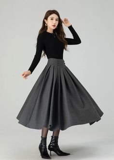 Wool skirt, Long Wool skirt, Wool midi skirt 4552 Winter Wool Skirt, Long Wool Skirt, Warm Skirts, Dark Grey Skirt, 1950s Skirt, Green Maxi Skirt, Skirt Winter, Skirt Wool, Handmade Skirts