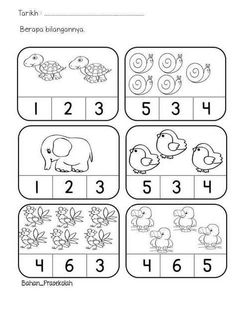 worksheet for children to learn numbers 1 - 10 with animals and flowers on them