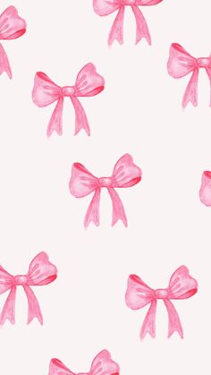 pink bows on white background for wallpaper or wrapping paper, with watercolor effect