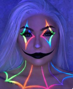 Beautiful Halloween Makeup, Cute Clown Makeup, Uv Makeup, Halloween Makeup Diy