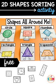 the shapes sorting activity for kids to practice shape recognition and matching with their own words