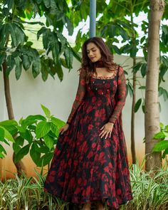 Floral Anarkali Dresses, Frock Designs, Long Frock Designs, Long Gown Design, Maxi Dress Designs