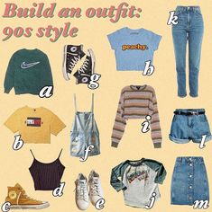 90s Nostalgia Aesthetic Outfits, 90a Fashion Outfit, 1990s Aesthetic, Build An Outfit, 90’s Outfits, 90s Outfits, 90s Inspired Outfits, Mood Clothes, Fashion Terms