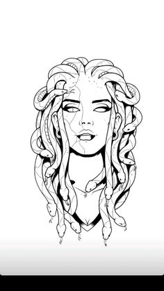 a drawing of a woman's face with long hair and braids on her head