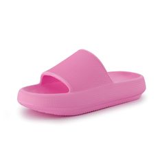 PRICES MAY VARY. Soft and Flexible upper and outsole Water proof soft foam slippers Molded Cushion footbed Non slip outsole slide 1.75 Inch platform slippers sandal Slip into these cute and extremely comfortable squishy slides. These slides are made out of a super soft, flexible, and water proof material. Pillow Slides, Comfy Pillow, Pink Slides, House Essentials, Comfy Pillows, Pink Cushions, Platform Slippers, Slipper Sandals, Bubblegum Pink