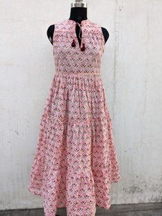 Women Cotton Summer Dress, Handblock Print Cotton Dress, Block Print Dress, Cotton Tier Dress, Printed Cotton dress Block Print Dress, Cotton Summer Dress, Tier Dress, Printed Summer Dresses, Stylish Blouse Design, Gauze Dress, Cotton Dress Summer, Stylish Party, Printed Dresses