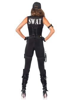 legavenue.com Deluxe SWAT Commander Swat Halloween Costume, Swat Costume, Catsuit Costume, Police Costume, Black Halloween Dress, Womens Fancy Dress, Mens Halloween Costumes, Leg Avenue, Easy Halloween Costumes