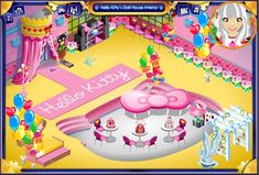 the hello kitty birthday party is set up