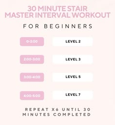 the 30 minute star workout for beginners is shown in pink and white with text that reads