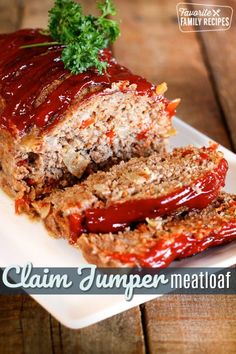 the meatloaf is cut into slices and ready to be eaten on the plate