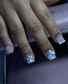 Short Nail Designs With Bling, Bedazzled Short Nails, Spring Shorties Nails, Shorties Acrylic Nails Square Design, Glam Short Nails, Short Nail Sets Acrylic, Cute Baddie Nails Short, Short Glam Nails, Shorties Nails Square