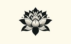 a black and white drawing of a lotus flower