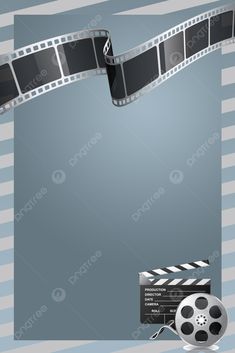 a film strip and reel on a striped background with an empty space for the text