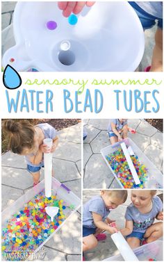 an easy water bead tube activity for toddlers to play with and learn how to use it