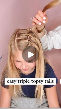 Audrey McClelland on Instagram: "QUICK AND EASY TRIPLE TOPSY TAILS 🩷 Here’s a simple one to do for any occasion! I will share where to get these topsy tales in my stories! They’re the best to have! . #halfuphalfdownhairstyle #halfuphalfdown #halfupdo #simplehairstyles #simplehair #simplehairstyle #easyhairstyles #easyhairstyle #easyhairstylesforgirls #cutehairstyles #cutehair #hairvideo #hairideas #hairinspo #hairinspiration #hairvideos #hairidea #schoolhairstyles #schoolhair #hairstyles #hair #hairstyle #hairtutorial #hairtutorials" Girls Headband Hairstyles Kids, Hair Styles Using Hair Loop Tool, Fun Toddler Hairstyles, How To Use Hair Loop Tool, Hair Tail Ideas, Hairstyles For Nine Year Olds, Tipsy Tail Hairstyles, Half Up Kids Hairstyles, Hair For Kids Girls Easy