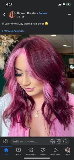 Raspberry Blonde Hair, Blonde With Pink Money Piece, Raspberry Pink Hair, Pink Money Piece Hair, Pink And Red Hair, Raspberry Hair Color, Red And Pink Hair, Life Aspirations, Italy Hair