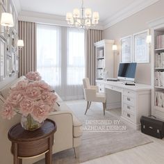 a living room filled with furniture and flowers