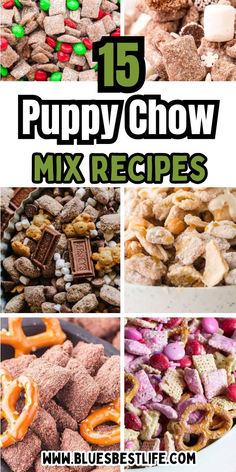 A collection of puppy chow sweet snack mix recipes. Sweet And Salty Puppy Chow, Valentines Puppy Chow, Puppy Chow Chex Mix, Puppy Chow Chex, Easy Puppy Chow Recipe