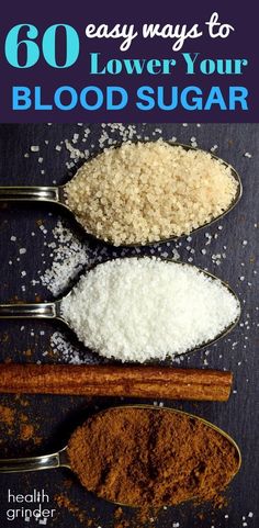 three spoons filled with different types of sugar