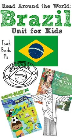 an image of some books about the world with pictures and words on it, including brazil